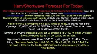 #HamRadio Live! Solar Weather Forecast For HF Amateur & Shortwave Radio 11/30-12/02/22 SFI&rsquo;s To Rise