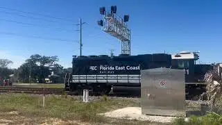 Railfan shorts: GP40-2 431 leading FEC 915 through Downtown Cocoa ( 1/3/25 )