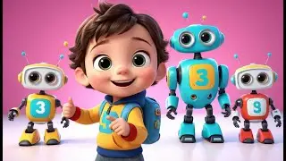 Five Little Robots Buzzing Around | Fun Counting Song for Kids | Playful Robot Adventure Rhyme