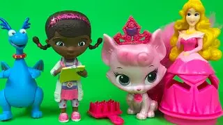 ❤ Disney Palace Pets Beauty  Princess Aurora&rsquo;s Cat ❤ with Doc McStuffins the Pet doctor