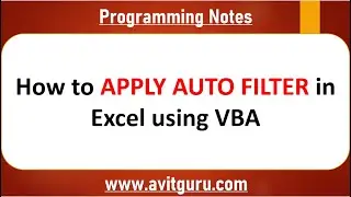 How to apply auto filter in excel using VBA