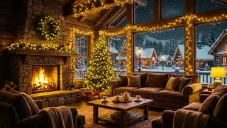 Peaceful Christmas Music 🎄 Cozy Fireplace Ambience & Soft Snowfall for Relaxation
