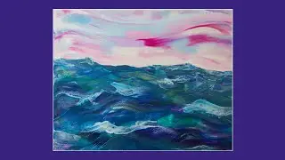 #9938 Easy Ocean-Twilight  Spatula Smear Swipe & Scrape Fluid Acrylics 1.02.2025 Intuitive art