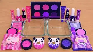 Pink vs Purple - Mixing Makeup Eyeshadow Into Slime ASMR