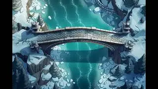 DnD compatible animated map _ Serene Snowy Bridge Over Flowing Water _ ambience for VTT