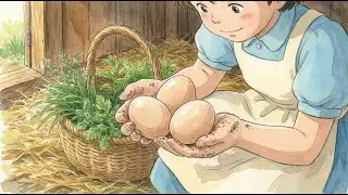 A Peaceful Dawn in the Mountains: Farm Fresh Eggs & Golden Honey Toast | Cozy Ghibli Cooking ASMR