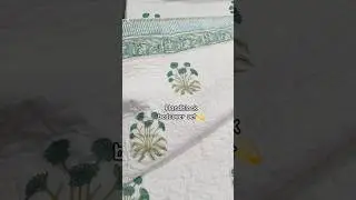 Handblock bedcover set 💫 Quilted bedcover with two reversible pillow covers #handblock#block #shorts