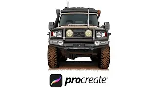 How to draw a Land Cruiser by tracing in procreate step by step .