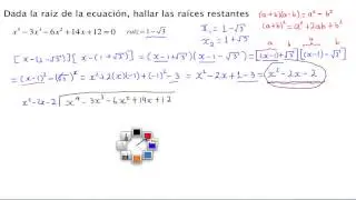 Álgebra Superior - Raíces de polinomio conociendo una raiz irracional (factores lineales)