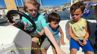 KIDS on a BOAT TRIP @  PORT GRIMAUD  C&ocirc;te d'Azur France....BOAT CRASH!!!🌞