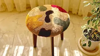 Turn an Old Stool Into Art! ✨ DIY Needle Punch Stool Makeover