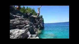 Cliff jumping in Tobermory, Ontario
