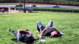 Two Dudes Passed out at Mid-Ohio Sports Car Course EMCO Gears Classic 9-17-11