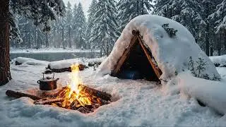 Escape to a Snowy Forest Firelight Refuge 🔥 Cozy Campfire Ambience for Relaxing