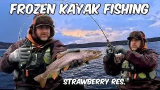 FROZEN KAYAK FISHING at Strawberry; SLAYING the BIG Cutthroat Trout in January!