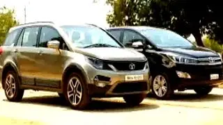 Toyota Innova Crysta vs Tata Hexa, Triumph Bobber & BharatBenz 16T Bus