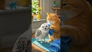 Owl & Cat #owl #shorts #cat #animation #youtubeshorts #ytshorts #reels