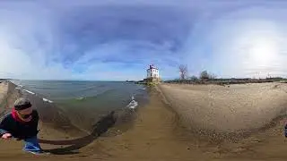 For Treadmill or Bike 360 4k. 2 mile Beach walk Mentor Headlands Beach.  Pan video for best viewing.