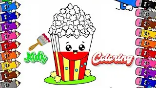 Popcorn Coloring for Kids 🍿 | Popcorn Bucket Drawing and Coloring | Learn Colors in Hindi