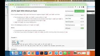 [Leetcode Biweekly 99] Split With Minimum Sum