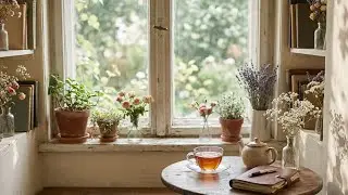 Flower Window Caf&eacute; ☕ Cozy Jazz Piano | Relaxing Work Music