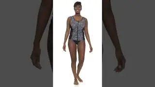 Funkita Women's Black Widow Zip Front Panelled Tankini Swimsuit Top | SwimOutlet.com