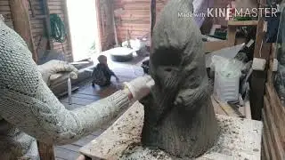 Садовый гном,,Старичок с подсветкой,, из цемента. Garden figure ,, Old man with illumination ,,