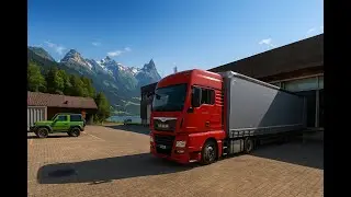POV TRUCKDRIVER Traveling through the beautiful landscapes of Switzerland. Unloading empty bottles