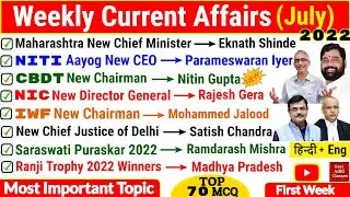 Weekly Current Affairs 2022 | July First Week | Current Affairs 2022 in English