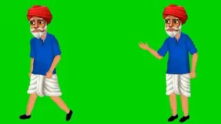 Green Screen Old Man Cartoon Character Video/Green Screen Village Old Man Video/Old Man Green Screen