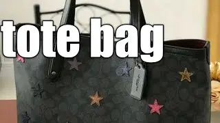 #CENTRAL TOTE IN SIGNATURE CANVAS WITH STAR APPLIQUE AND SNAKESKIN DETAIL (COACH 69453)