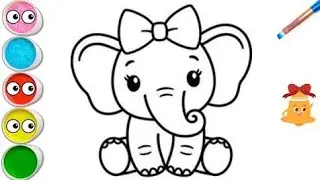 Cute Elephant Drawing, Painting and Coloring For Kids & Toddlers_ Child Art