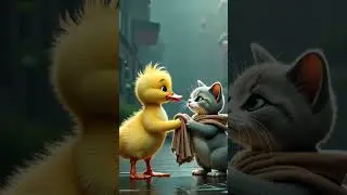 A disabled duckling saves a cat #shorts #animals #duckling #cat #animalsave