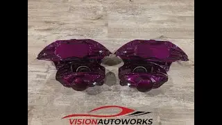 Mitsubishi Lancer Evolution Calipers Rebuild and Powdercoated Illusion Violet - VisionAutoworks