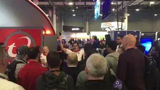 Don Colliver, Trade Show Emcee, loads the booth for Trend Micro at AWS re:Invent 2018, Las Vegas