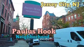 Walking tour inside Paulus Hook neighborhood in Jersey City, New Jersey, USA