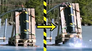 Frozen Lake Vs. Pneumatic Hammer! Will it go Through?