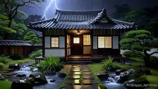 Dark Night, Rain, and Warm Japanese Lights 🌌🎶 | Relaxing Soft Music