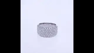 18KT WHITE GOLD PAVE 5 ROW WIDE BAND DIAMOND RING