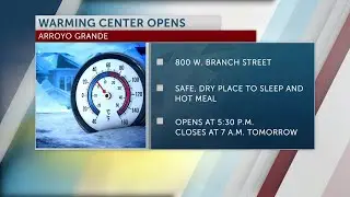 San Luis Obispo South County Warming Center opening Tuesday night in Arroyo Grande