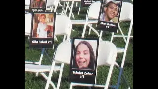 A memorial to the October 7 hostages on the campus of the University of California at Berkeley.