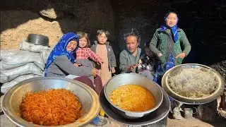 Harsh Winter Life in Afghan Cave | Family Cooking for Children