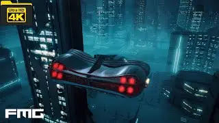 4K Video | Future City Flying Car #43 | No Copyright Stock Video | No Copyright Stock Video