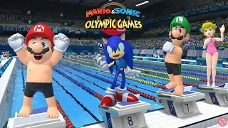 Swimming 100m : Mario & Sonic At The Olympic Games Tokyo 2020 Sonic Mario Peach Daisy Luigi ++ Game