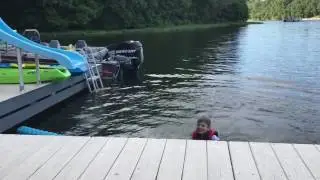 Jacob going down dock slide 2017