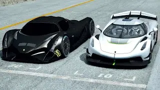 Devel Sixteen Black Edition 2020 vs Koenigsegg Jesko at Top Gear Track