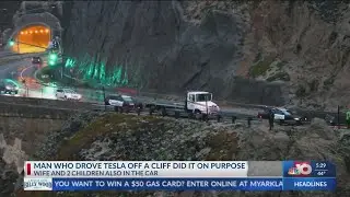NBC 10 Today, Tesla Driver purposefully  drives car off cliff with family inside