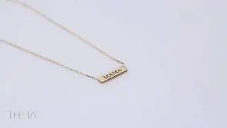 Rectangle Shape Mama Black Ink Women Silver Charm Necklace
