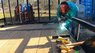 Straightening Dovetail On Landscape Trailer, Lawn Maintenance Utility Trailer Welding Modification