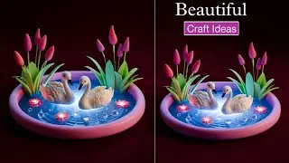 Beautiful Swan Pond Craft Using Cardboard | Best Out of Waste DIY Home Decor 🦢✨